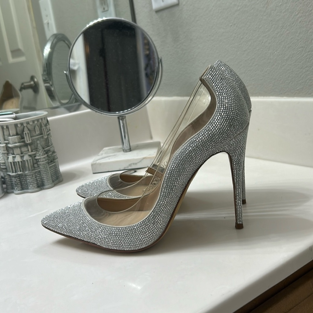 Silver sparkly heels